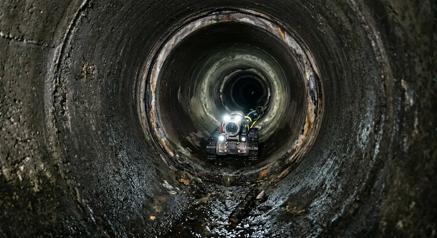Robotic sewer camera inspecting pipe interior for Drain Snake Service in Hillcrest